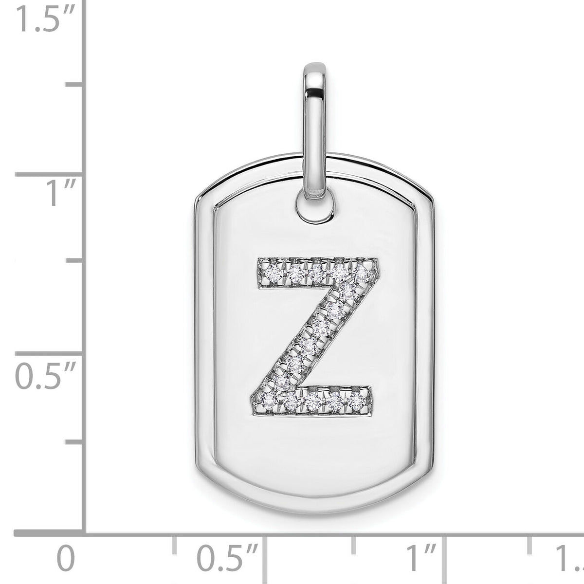 14K White Gold  Diamond Initial Z Dog Tag Charm-PM9842Z-018-WA