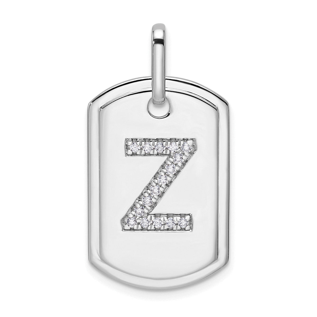 14K White Gold  Diamond Initial Z Dog Tag Charm-PM9842Z-018-WA