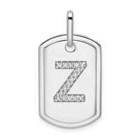 14K White Gold  Diamond Initial Z Dog Tag Charm-PM9842Z-018-WA