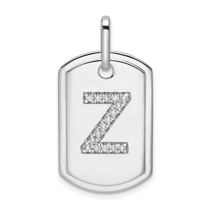 14K White Gold  Diamond Initial Z Dog Tag Charm-PM9842Z-018-WA