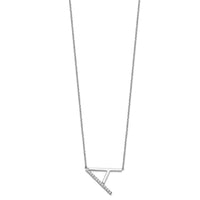 14K White Gold Sideways Diamond Initial A Necklace-PM9844A-016-WA