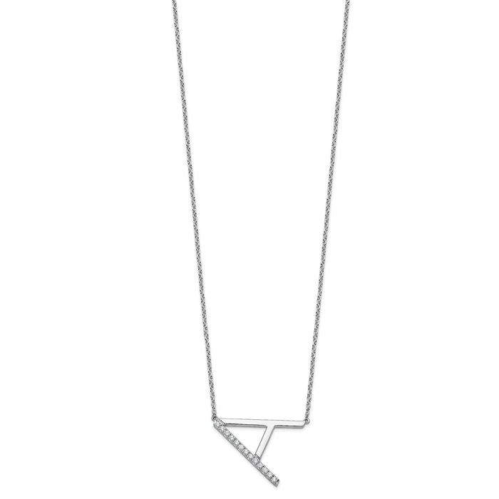 14K White Gold Sideways Diamond Initial A Necklace-PM9844A-016-WA