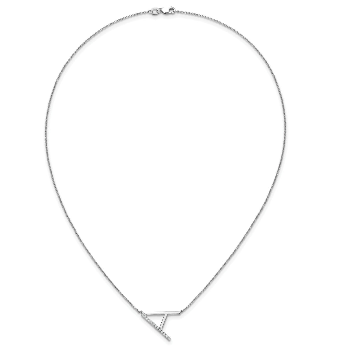 14K White Gold Sideways Diamond Initial A Necklace-PM9844A-016-WA