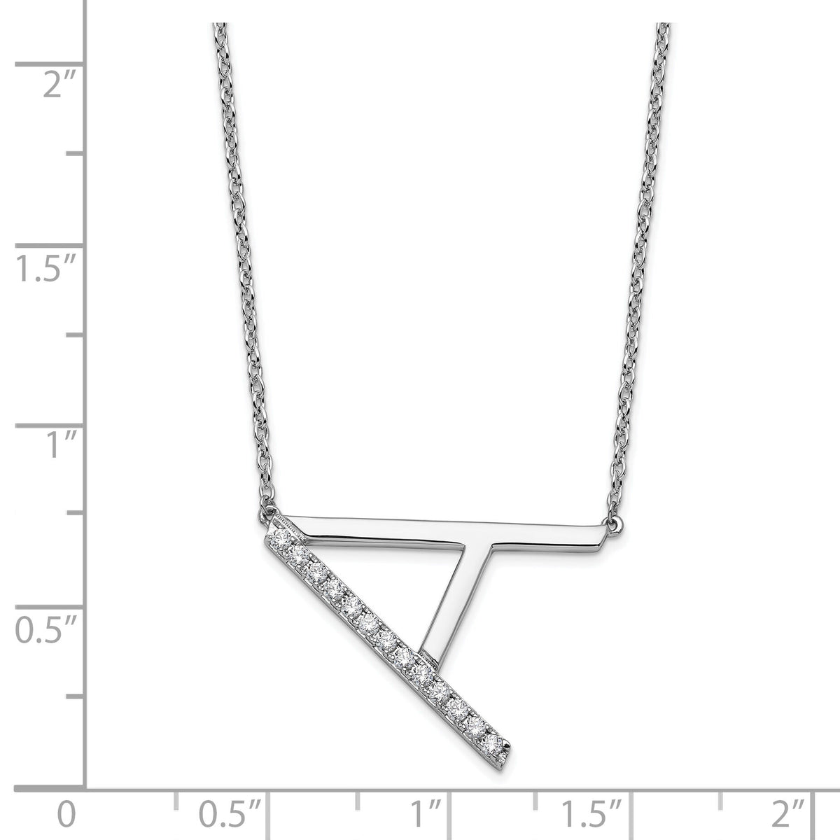14K White Gold Sideways Diamond Initial A Necklace-PM9844A-016-WA