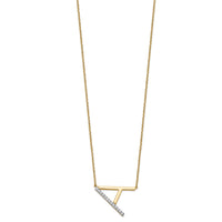 14K Sideways Diamond Initial A Necklace-PM9844A-016-YA