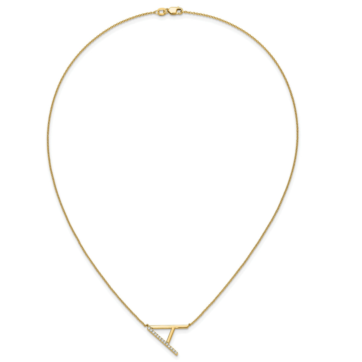 14K Sideways Diamond Initial A Necklace-PM9844A-016-YA
