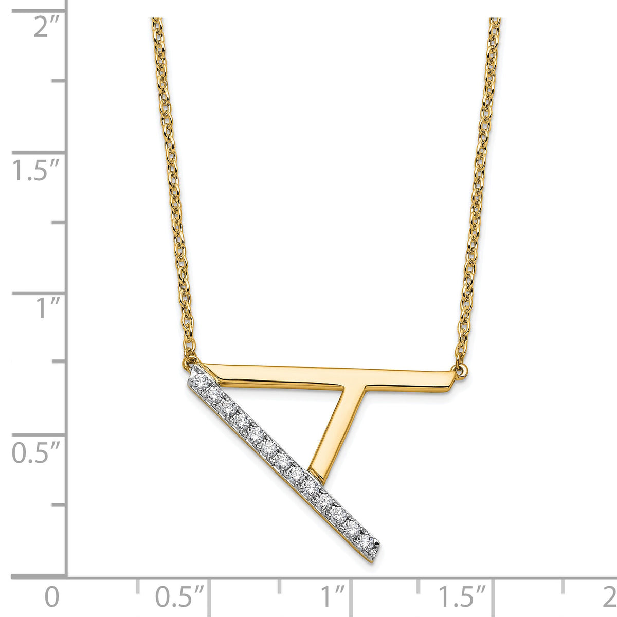 14K Sideways Diamond Initial A Necklace-PM9844A-016-YA