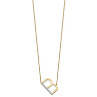 14K Sideways Diamond Initial B Necklace-PM9844B-014-YA