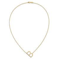 14K Sideways Diamond Initial B Necklace-PM9844B-014-YA