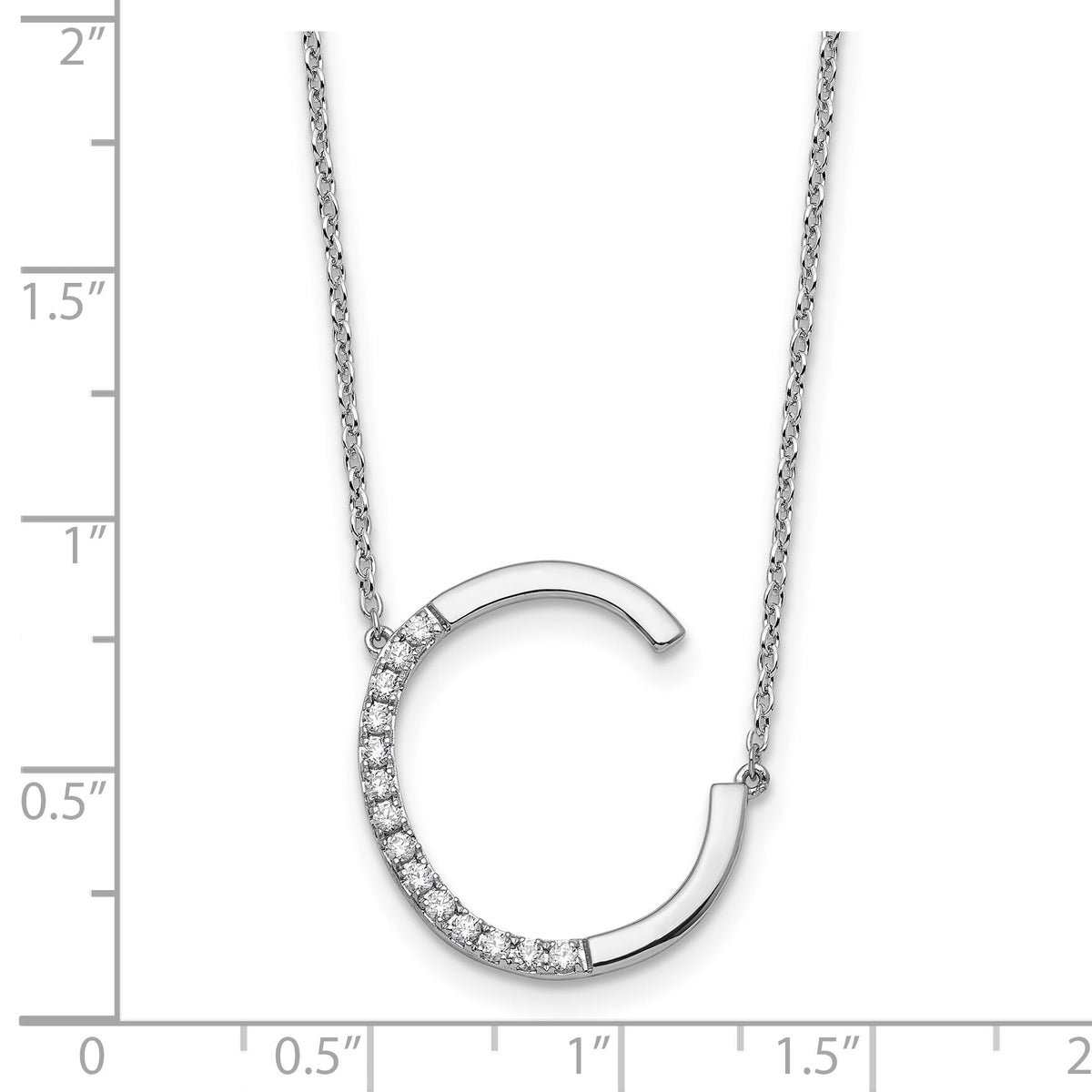 14K White Gold Sideways Diamond Initial C Necklace-PM9844C-017-WA
