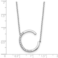 14K White Gold Sideways Diamond Initial C Necklace-PM9844C-017-WA