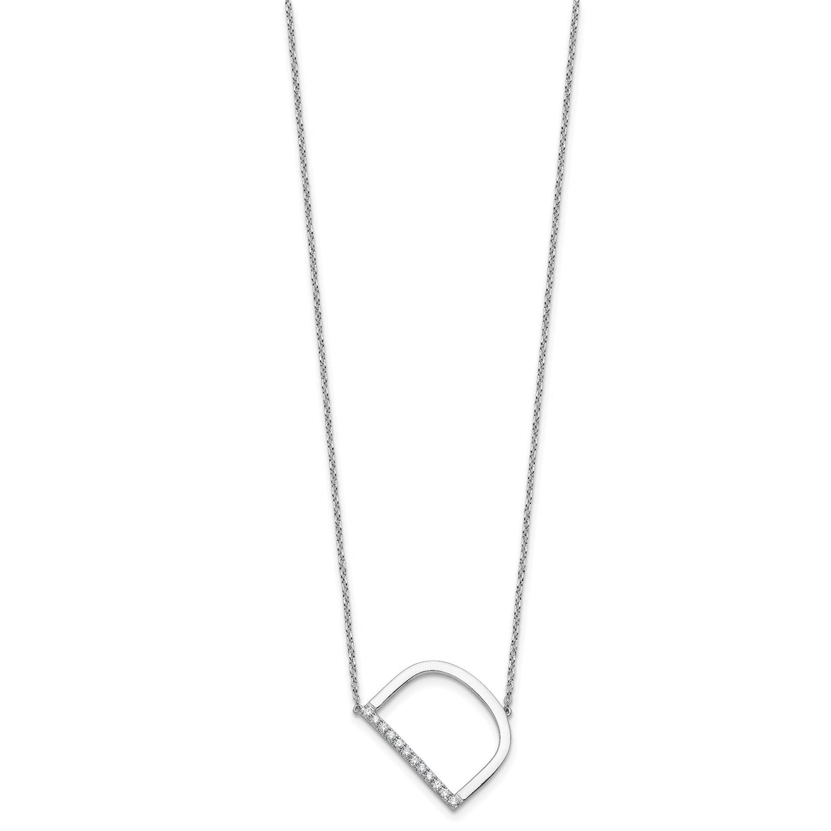 14K White Gold Sideways Diamond Initial D Necklace-PM9844D-014-WA