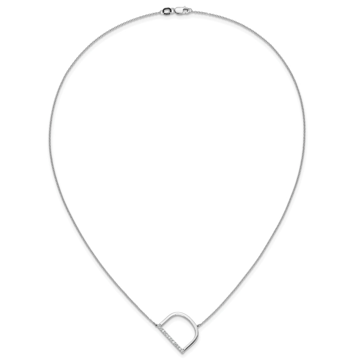 14K White Gold Sideways Diamond Initial D Necklace-PM9844D-014-WA