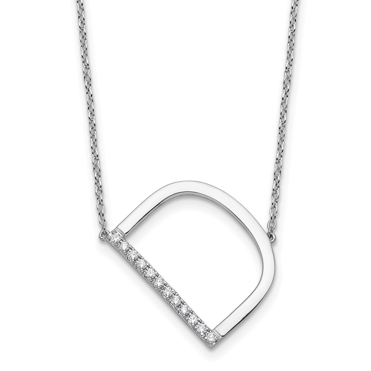 14K White Gold Sideways Diamond Initial D Necklace-PM9844D-014-WA