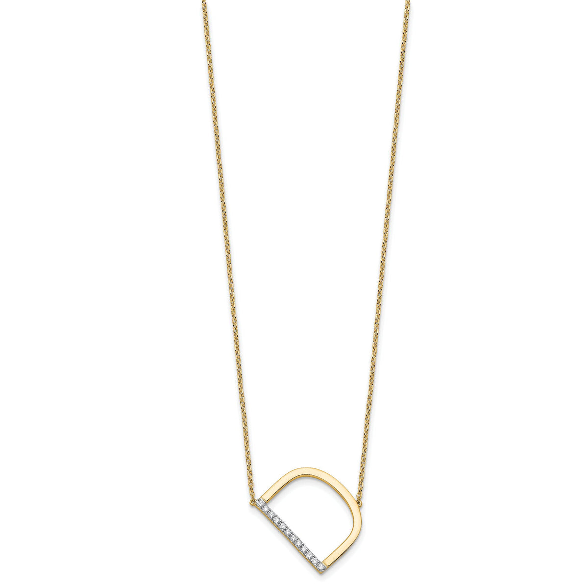 14K Sideways Diamond Initial D Necklace-PM9844D-014-YA