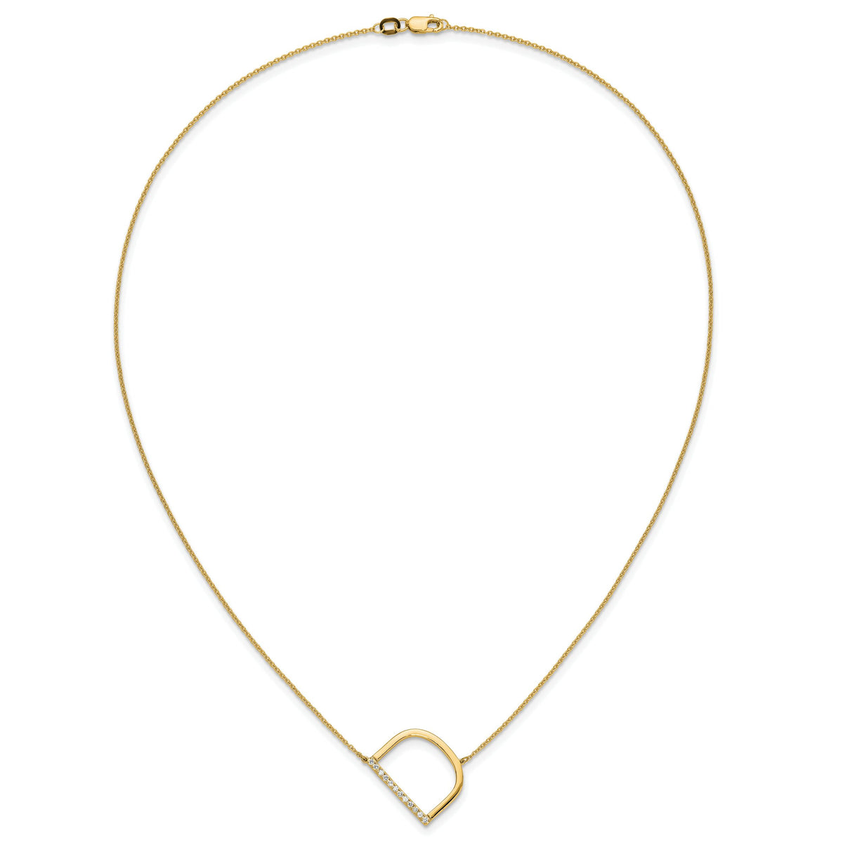 14K Sideways Diamond Initial D Necklace-PM9844D-014-YA