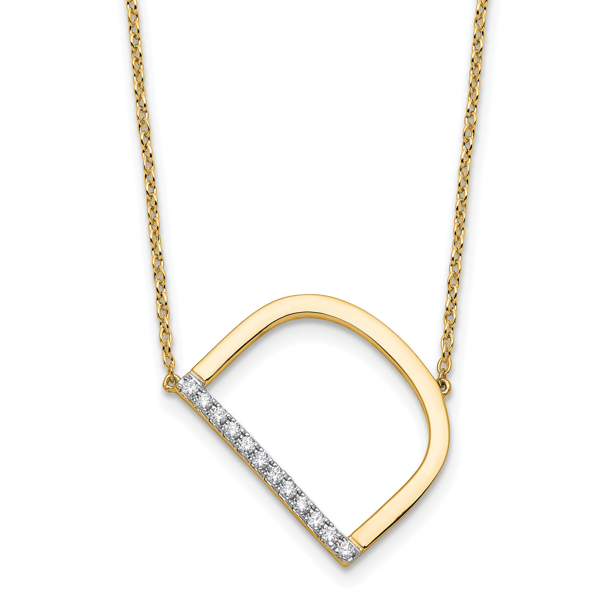 14K Sideways Diamond Initial D Necklace-PM9844D-014-YA
