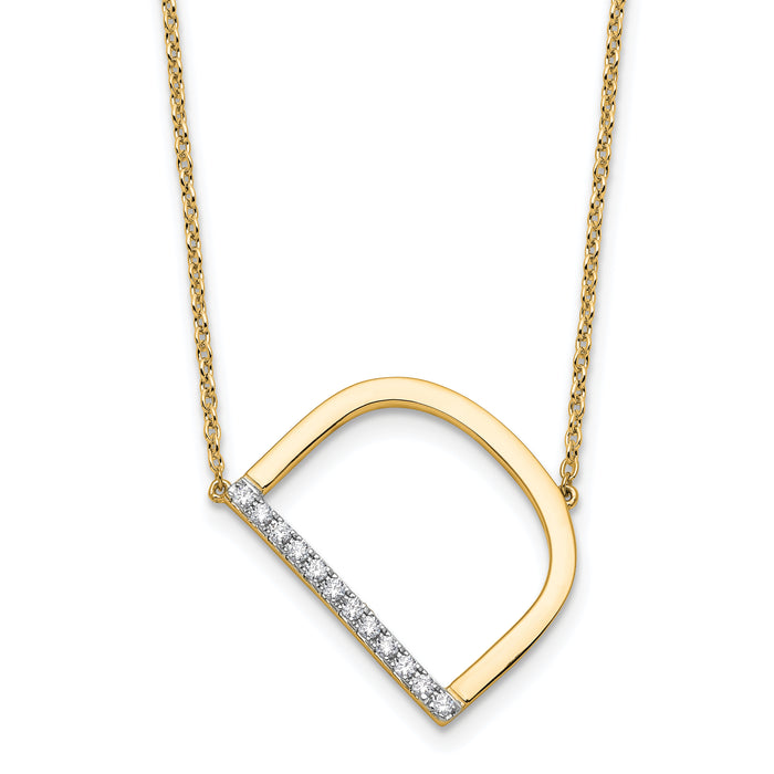 14K Sideways Diamond Initial D Necklace-PM9844D-014-YA