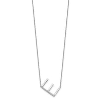 14K White Gold Sideways Diamond Initial E Necklace-PM9844E-014-WA