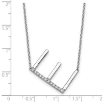 14K White Gold Sideways Diamond Initial E Necklace-PM9844E-014-WA
