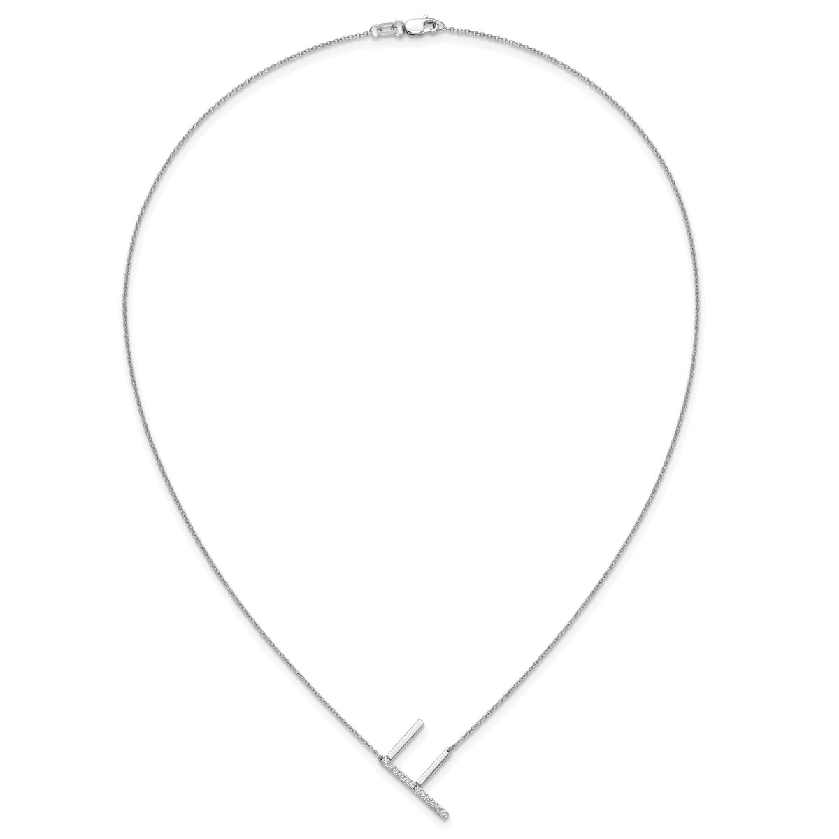 14K White Gold Sideways Diamond Initial F Necklace-PM9844F-014-WA