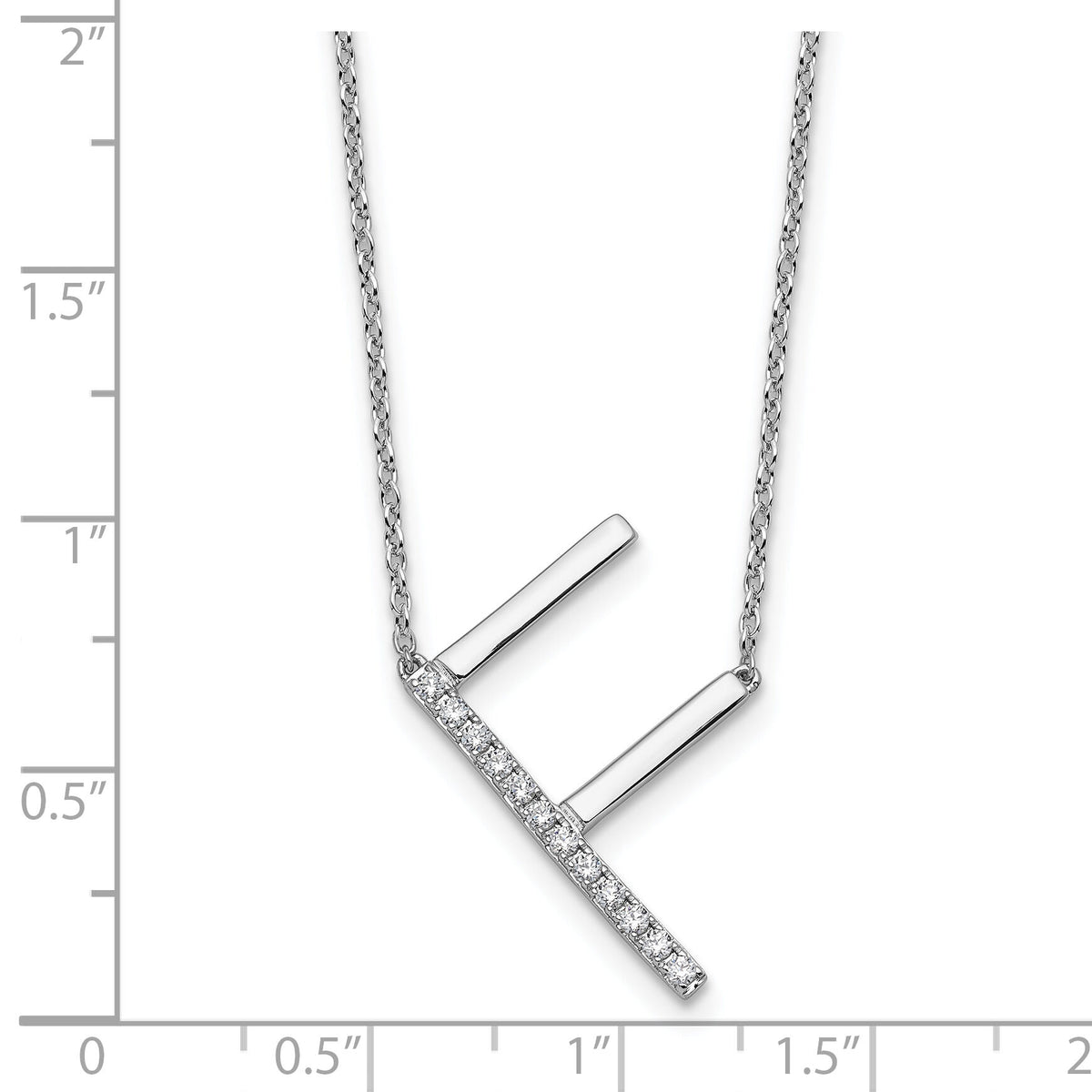 14K White Gold Sideways Diamond Initial F Necklace-PM9844F-014-WA