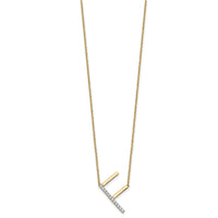 14K Sideways Diamond Initial F Necklace-PM9844F-014-YA