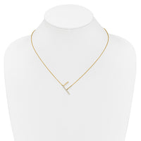14K Sideways Diamond Initial F Necklace-PM9844F-014-YA