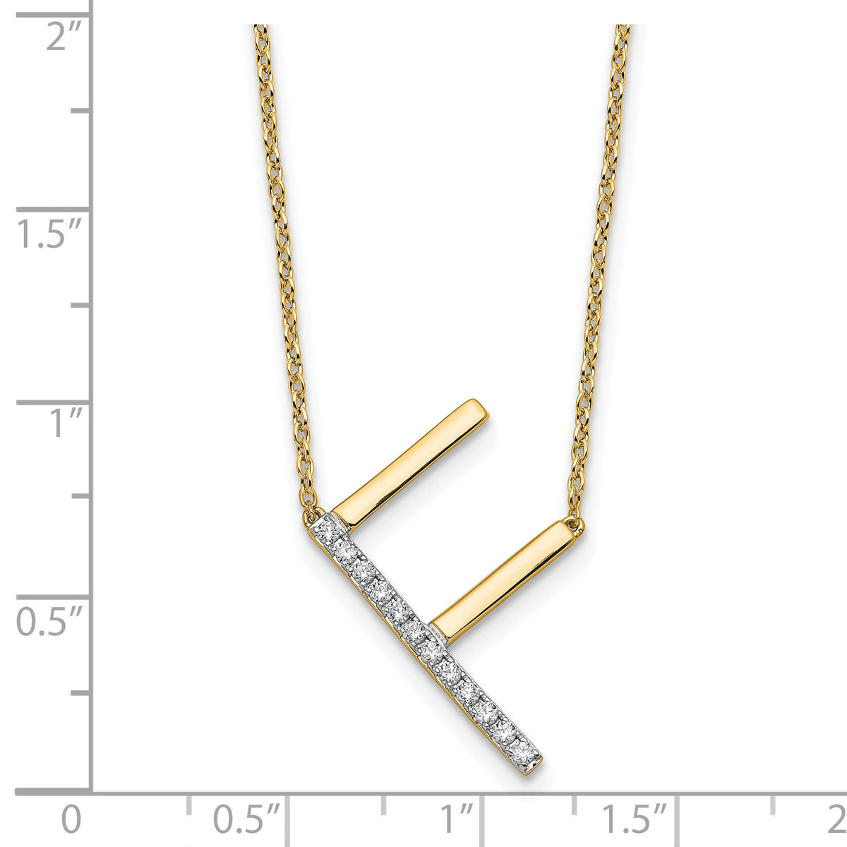14K Sideways Diamond Initial F Necklace-PM9844F-014-YA