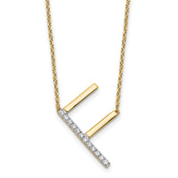 14K Sideways Diamond Initial F Necklace-PM9844F-014-YA