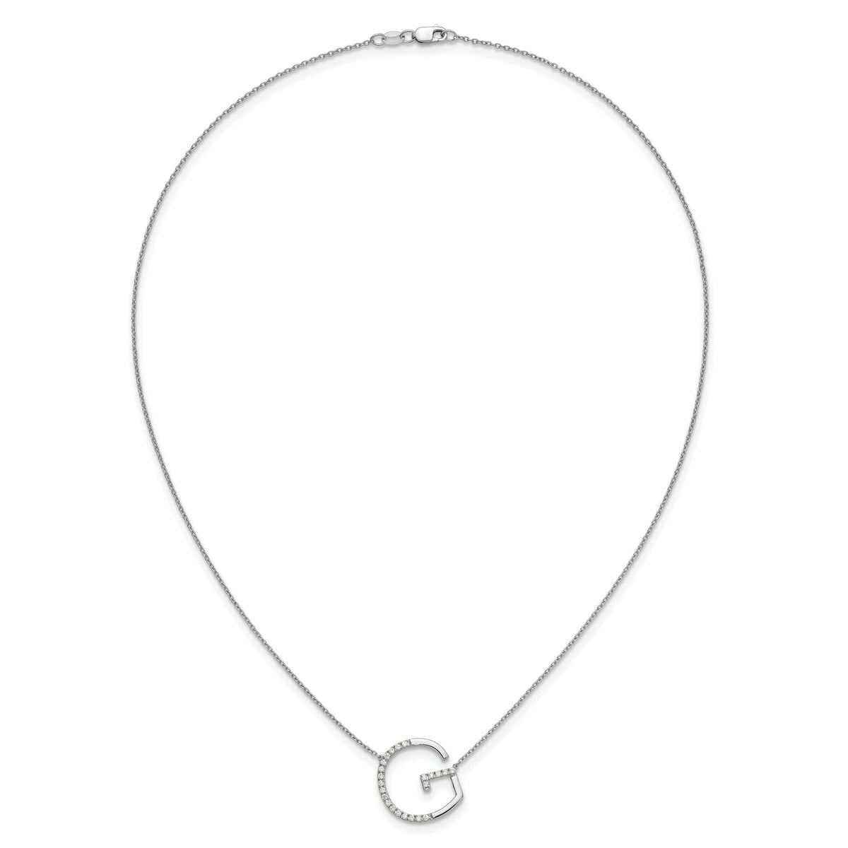 14K White Gold Sideways Diamond Initial G Necklace-PM9844G-028-WA