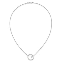 14K White Gold Sideways Diamond Initial G Necklace-PM9844G-028-WA