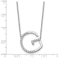 14K White Gold Sideways Diamond Initial G Necklace-PM9844G-028-WA