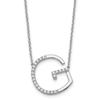 14K White Gold Sideways Diamond Initial G Necklace-PM9844G-028-WA