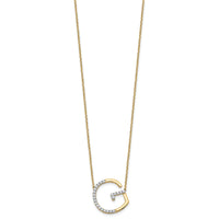 14K Sideways Diamond Initial G Necklace-PM9844G-028-YA