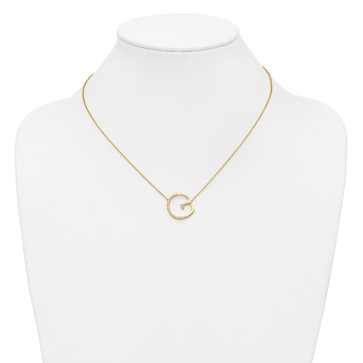 14K Sideways Diamond Initial G Necklace-PM9844G-028-YA