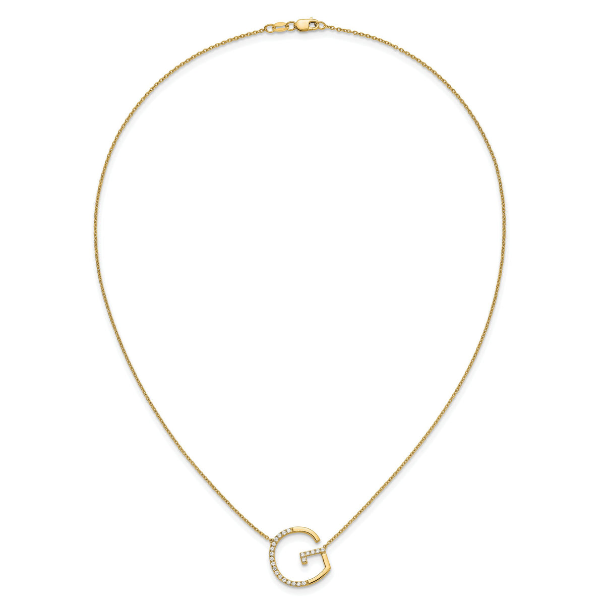 14K Sideways Diamond Initial G Necklace-PM9844G-028-YA