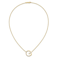 14K Sideways Diamond Initial G Necklace-PM9844G-028-YA