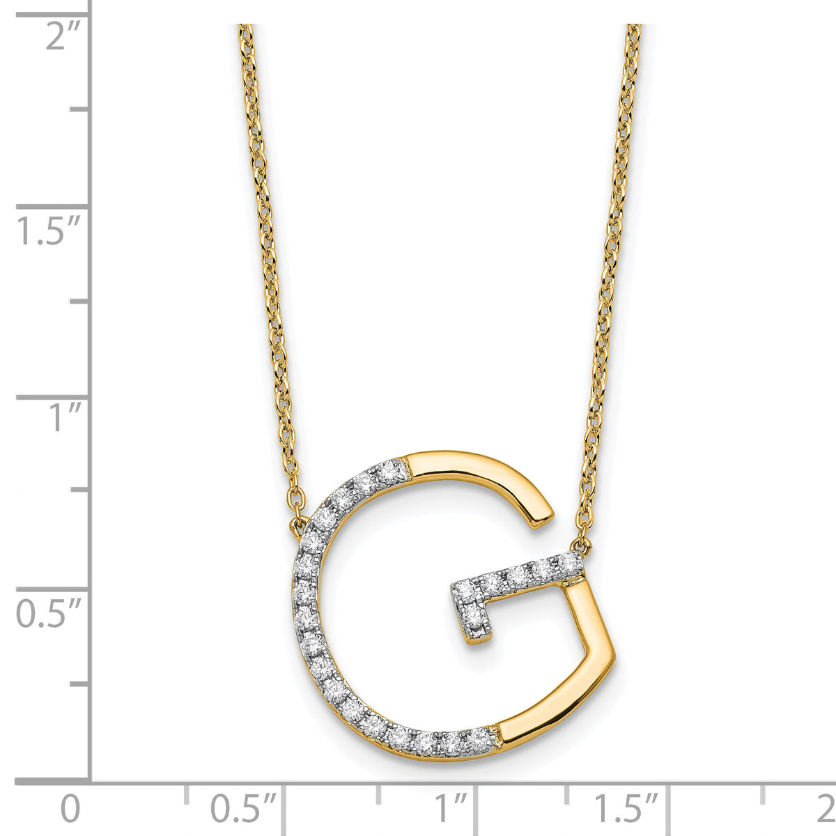 14K Sideways Diamond Initial G Necklace-PM9844G-028-YA