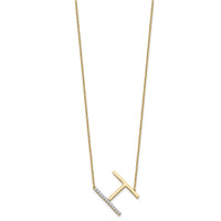 14K Sideways Diamond Initial H Necklace-PM9844H-014-YA