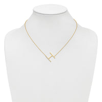 14K Sideways Diamond Initial H Necklace-PM9844H-014-YA