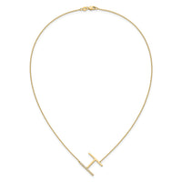 14K Sideways Diamond Initial H Necklace-PM9844H-014-YA