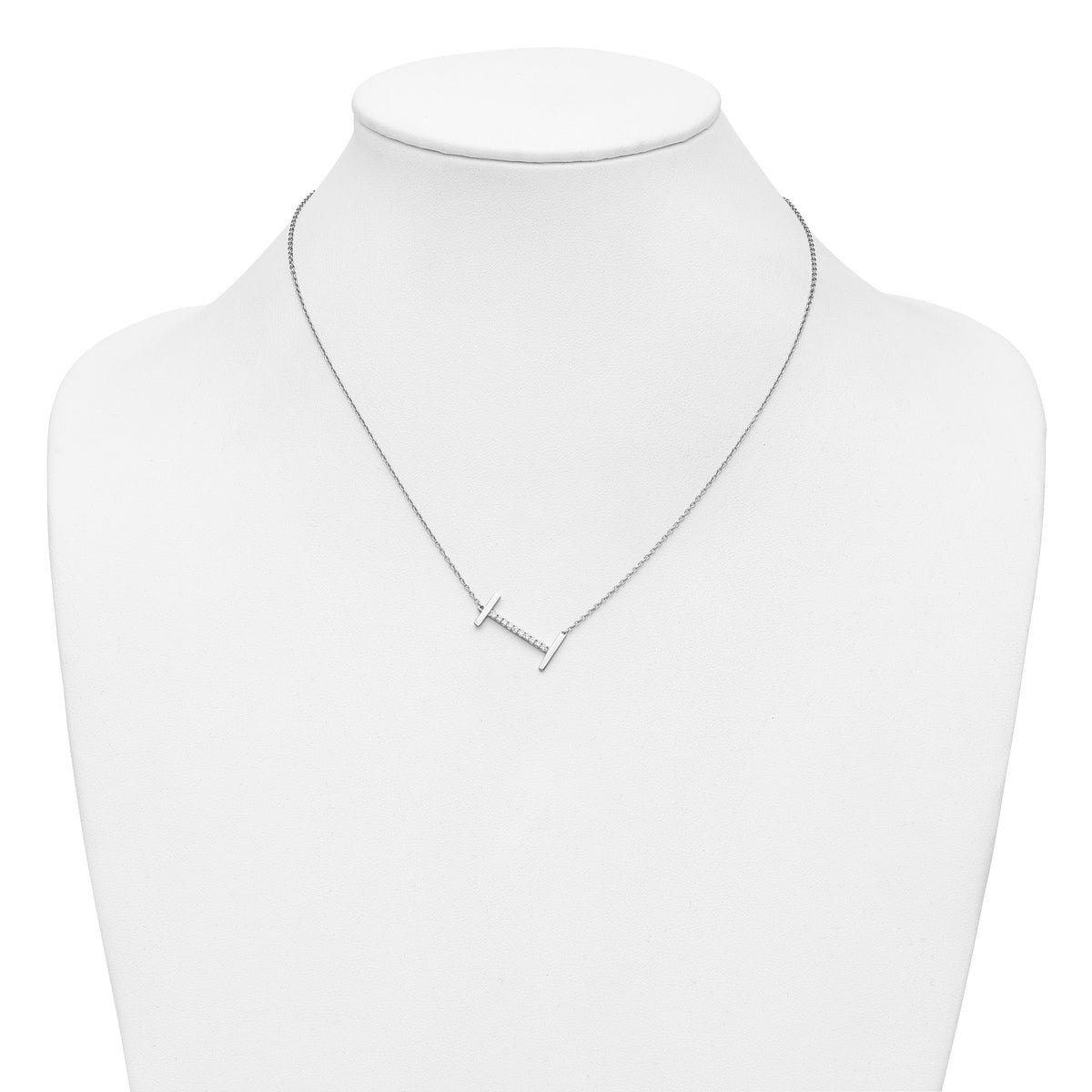 14K White Gold Sideways Diamond Initial I Necklace-PM9844I-012-WA