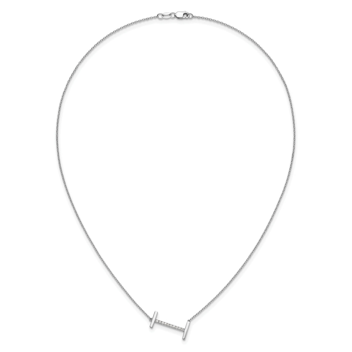 14K White Gold Sideways Diamond Initial I Necklace-PM9844I-012-WA