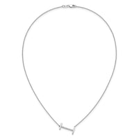 14K White Gold Sideways Diamond Initial I Necklace-PM9844I-012-WA