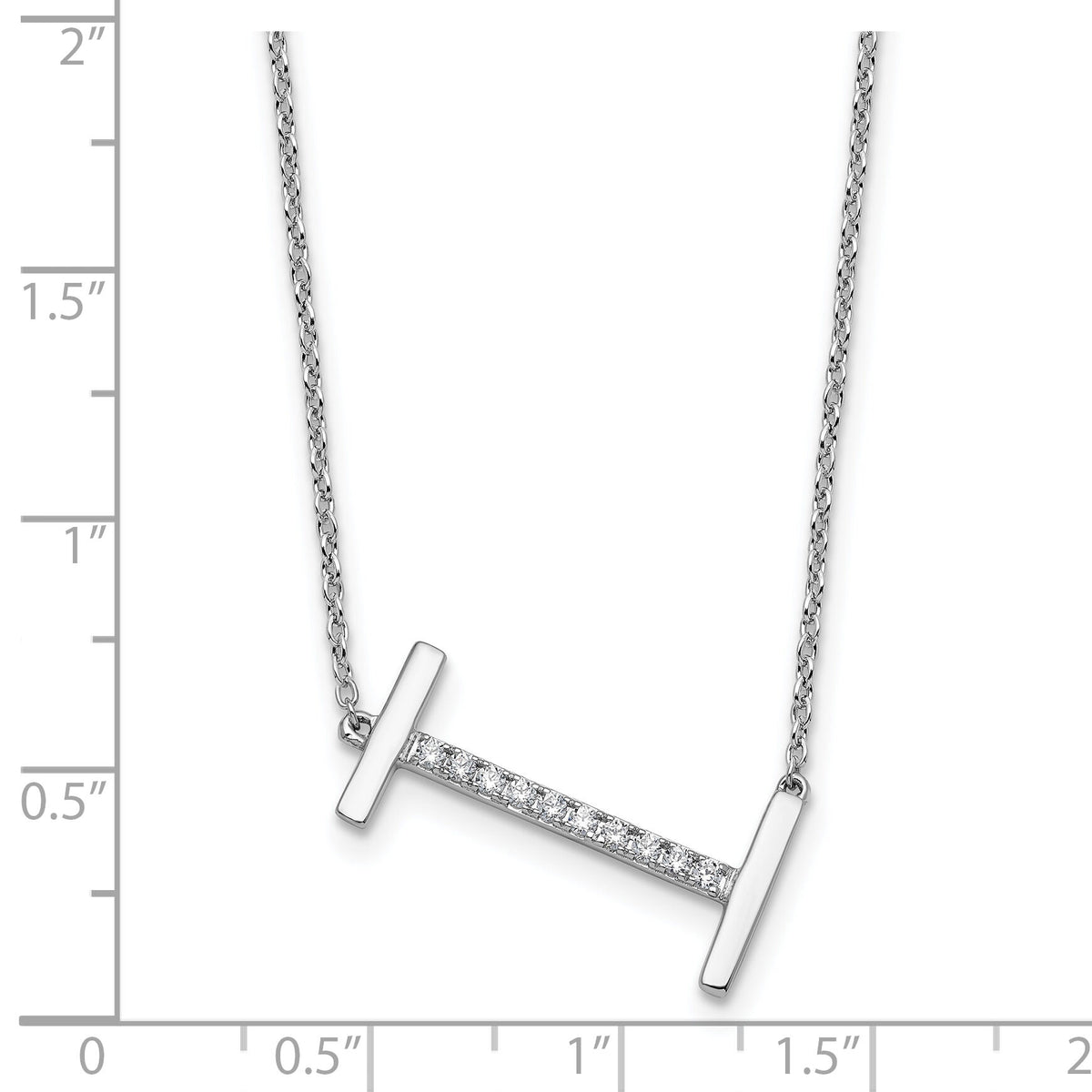 14K White Gold Sideways Diamond Initial I Necklace-PM9844I-012-WA