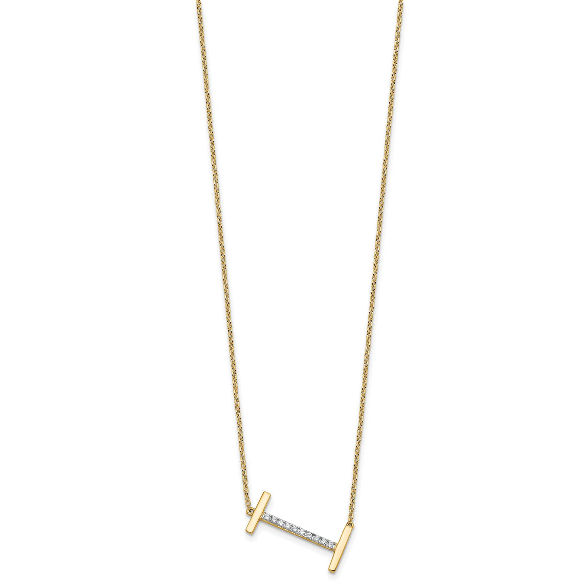 14K Sideways Diamond Initial I Necklace-PM9844I-012-YA