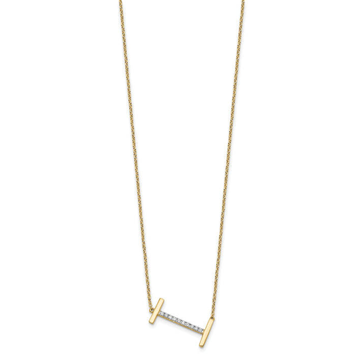 14K Sideways Diamond Initial I Necklace-PM9844I-012-YA