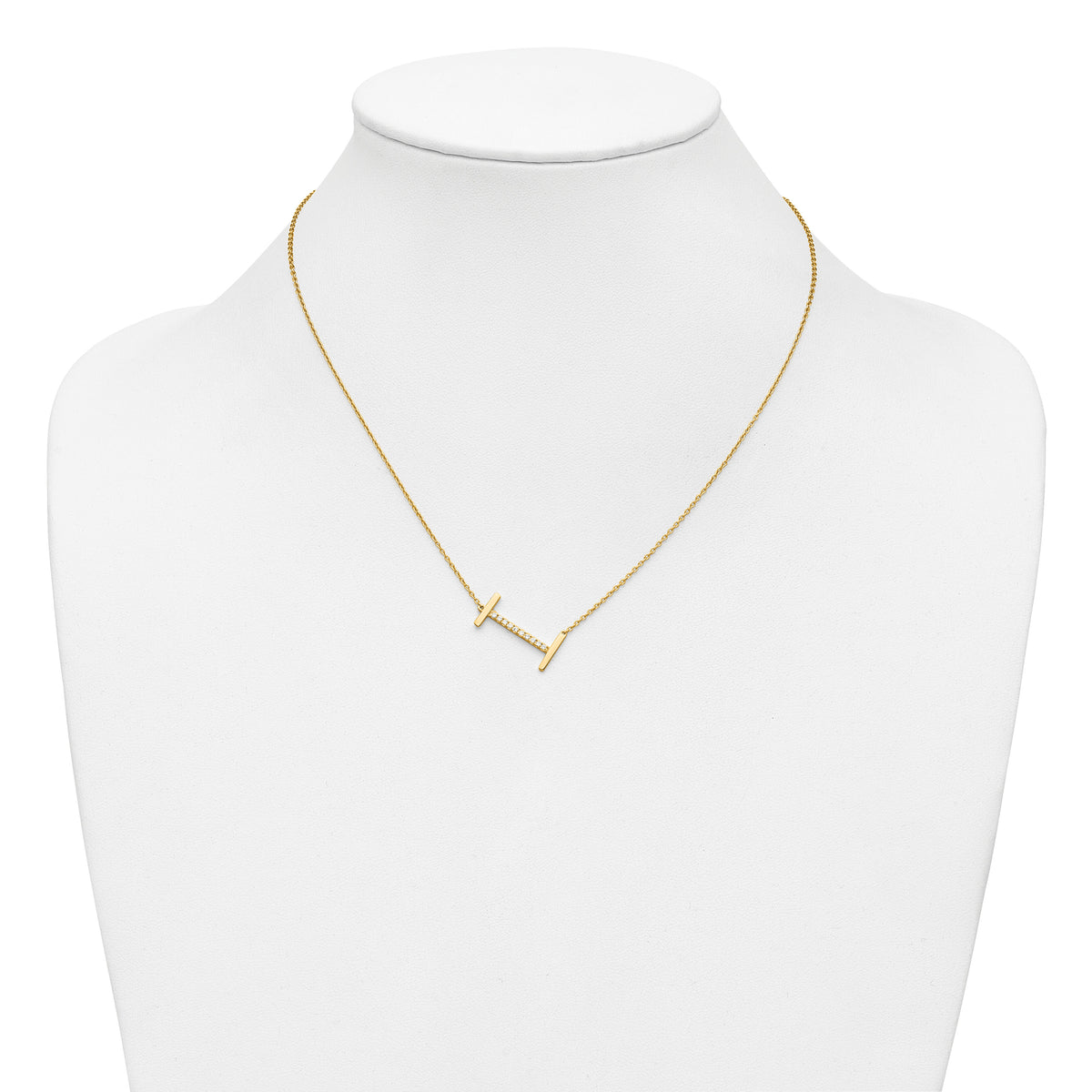 14K Sideways Diamond Initial I Necklace-PM9844I-012-YA