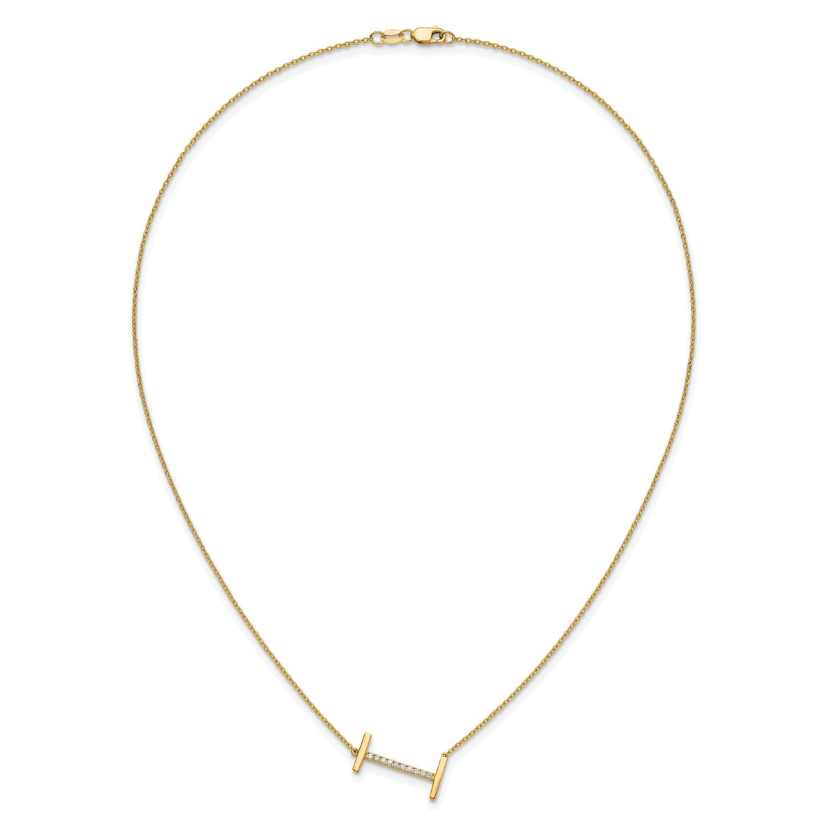 14K Sideways Diamond Initial I Necklace-PM9844I-012-YA